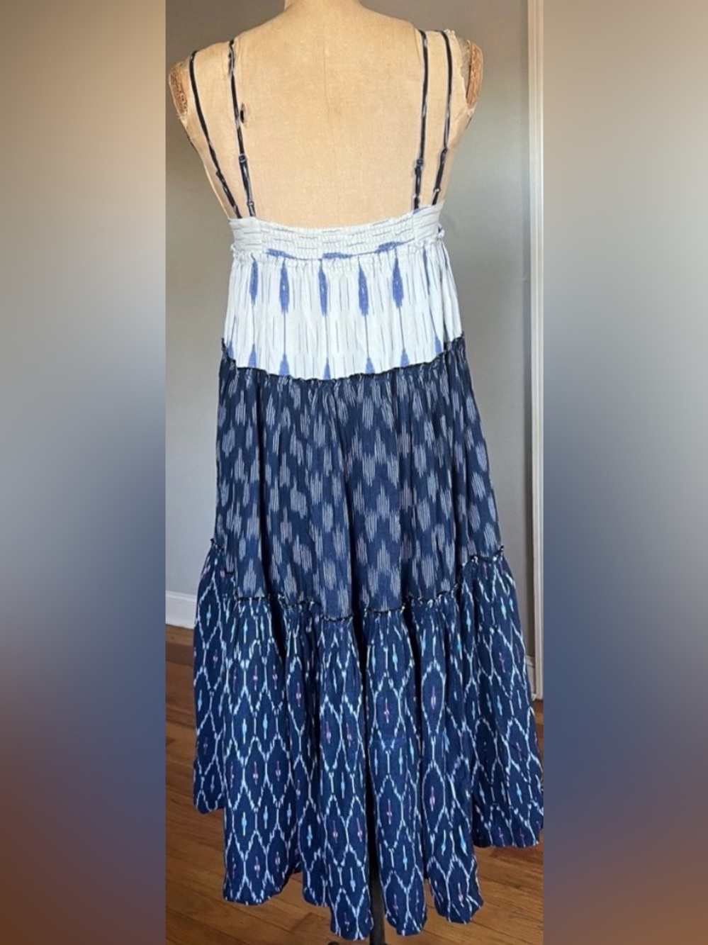Free People Sweet Summer Blue White Cotton Dress S - Picture 3 of 16